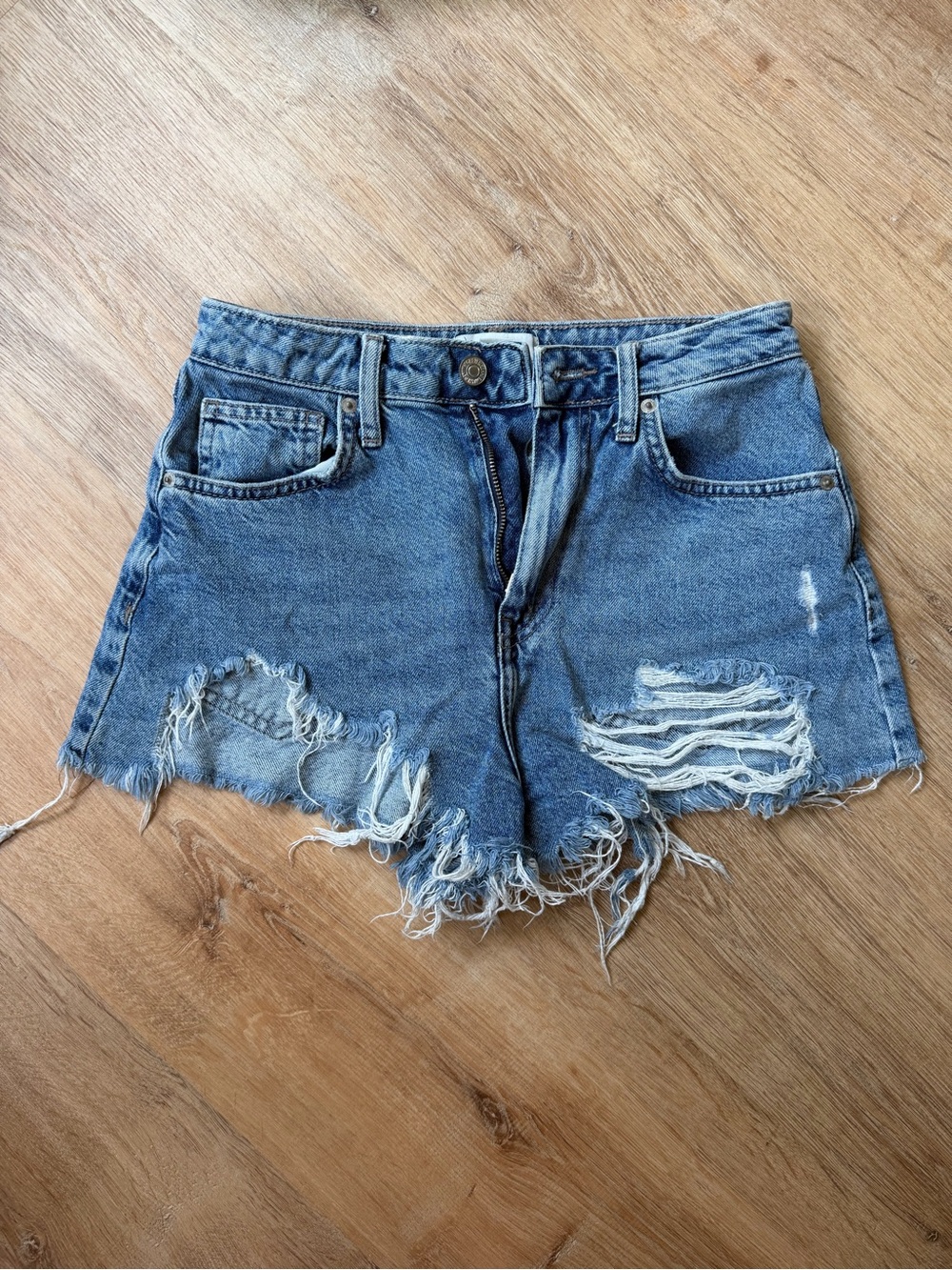 Forever 21 Distressed Denim Cutoff Shorts - Blue